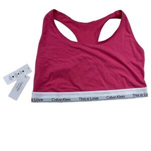 NEW Calvin Klein Pink Sz 3X 17" P2P Women's Cotton Unlined Racerback Bralette